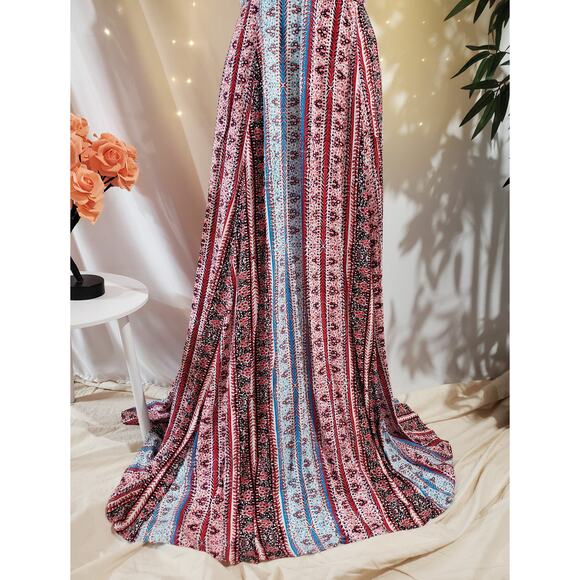 1State Halter Boho Maxi Dress Womens Size 10 Sleeveless Patriotic Red White Blue - Picture 6 of 11